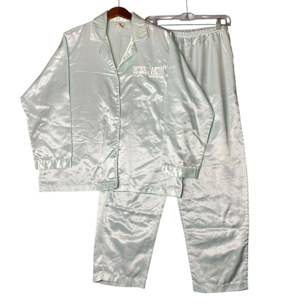 Amanda Stewart Vintage Cottage Core Powder Blue Pajamas Size Med Vintage